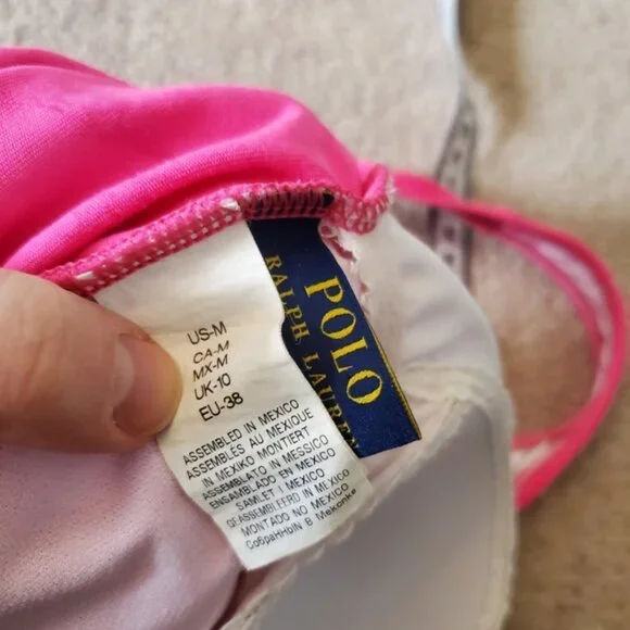 Polo Ralph Lauren Preppy Pink one Piece Barbiecore Swimsuit M - Picture 6 of 6